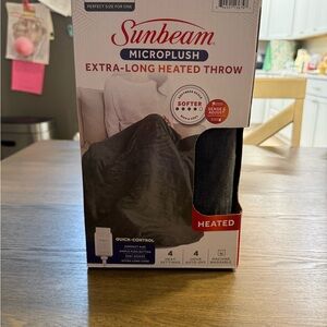 Sunbeam Microplush Heated Throw - Dark Charcoal